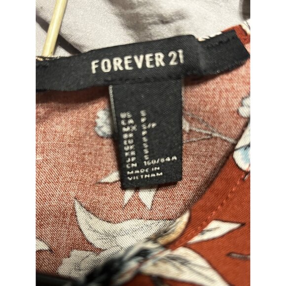 Forever 21 Rust Floral Print Short Sleeve Dress S - Picture 4 of 4
